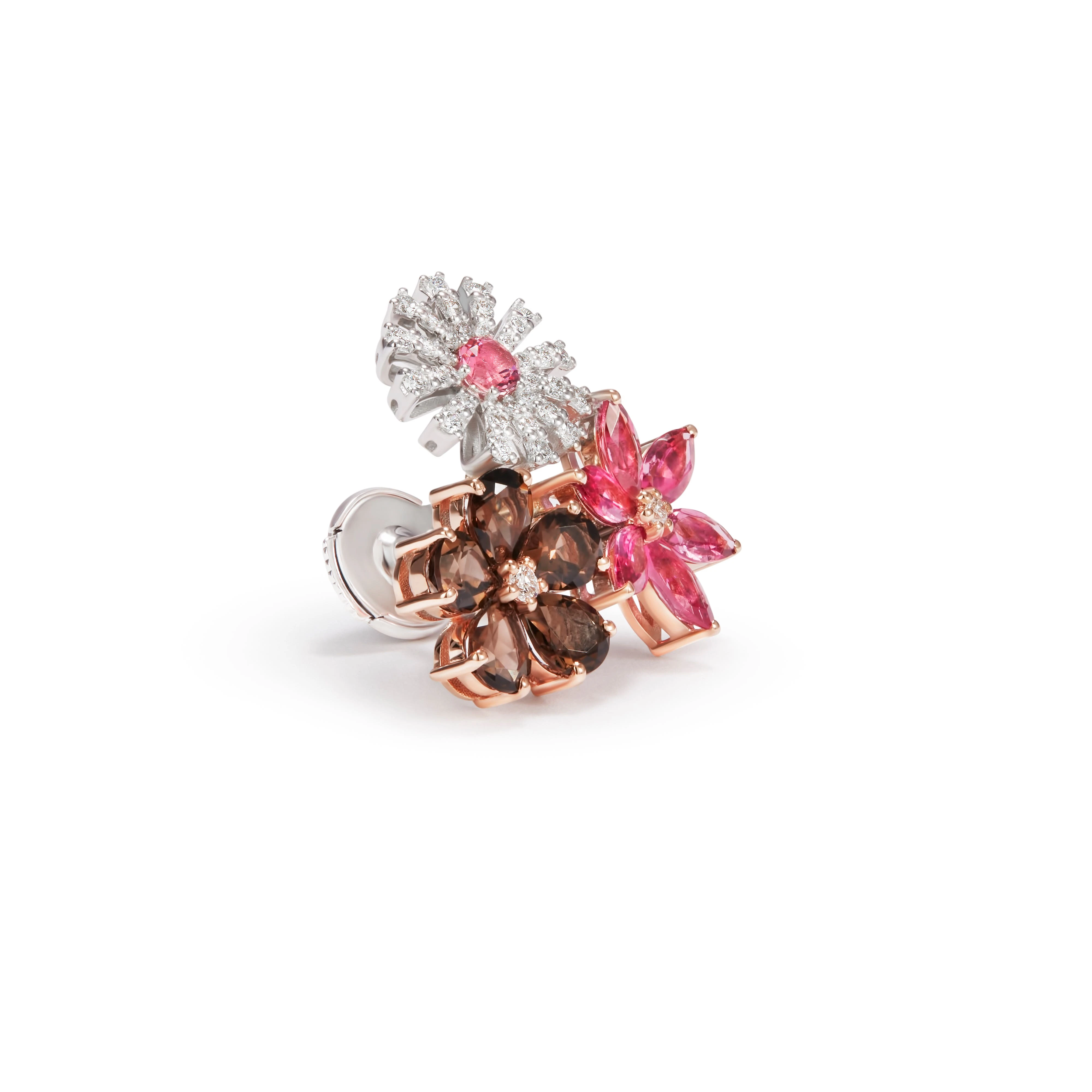 Damiani Margherita Bloom White pink tourmalines, smoky quartz