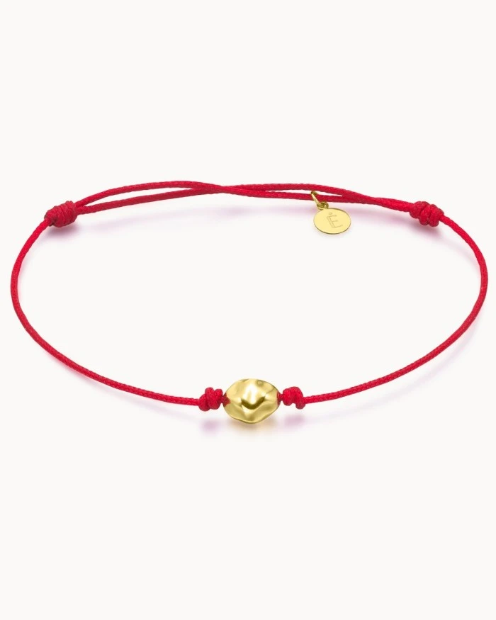 Le Carre Plain Gold Pepita Macramé Red