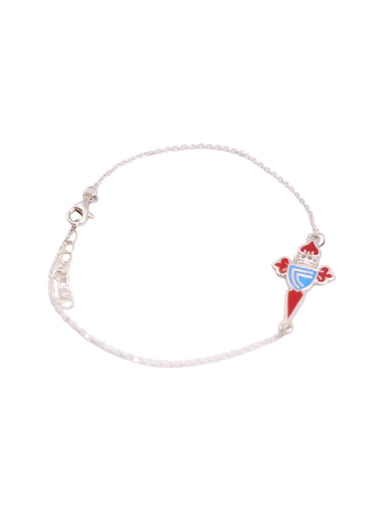 Joyeria Suiza Celta Pulsera Celeste Malla Forzada · Plata de ley y esmalte