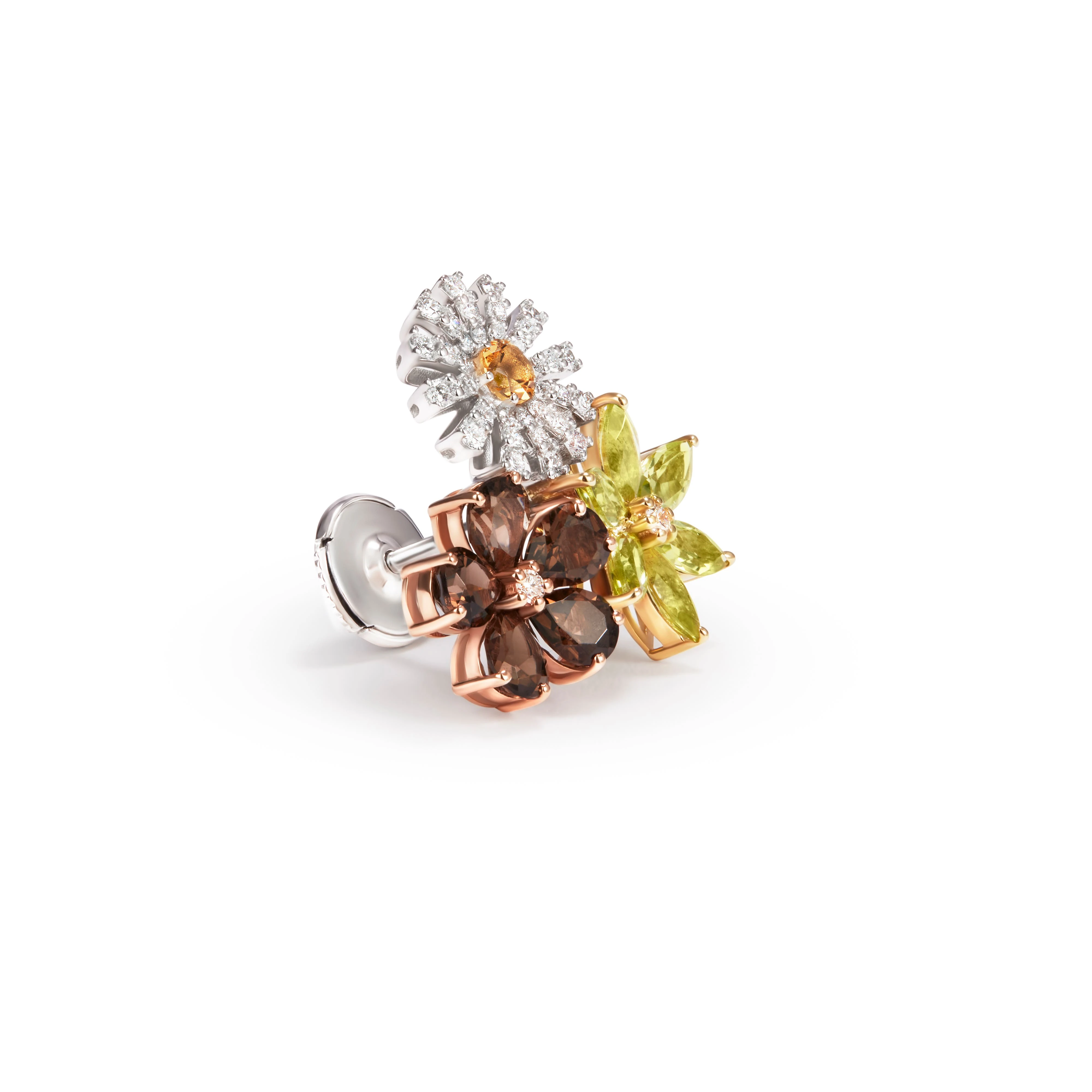 Damiani Margherita Bloom White, yellow peridots, citrine quartz, smoky quartz