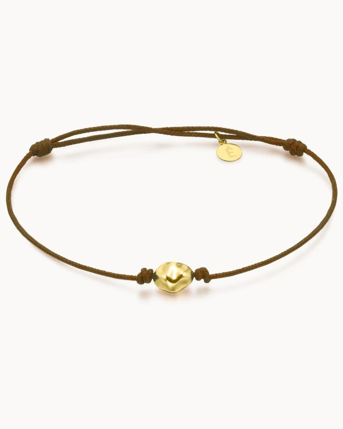 Le Carre Plain Gold Pepita Macramé Chocolate