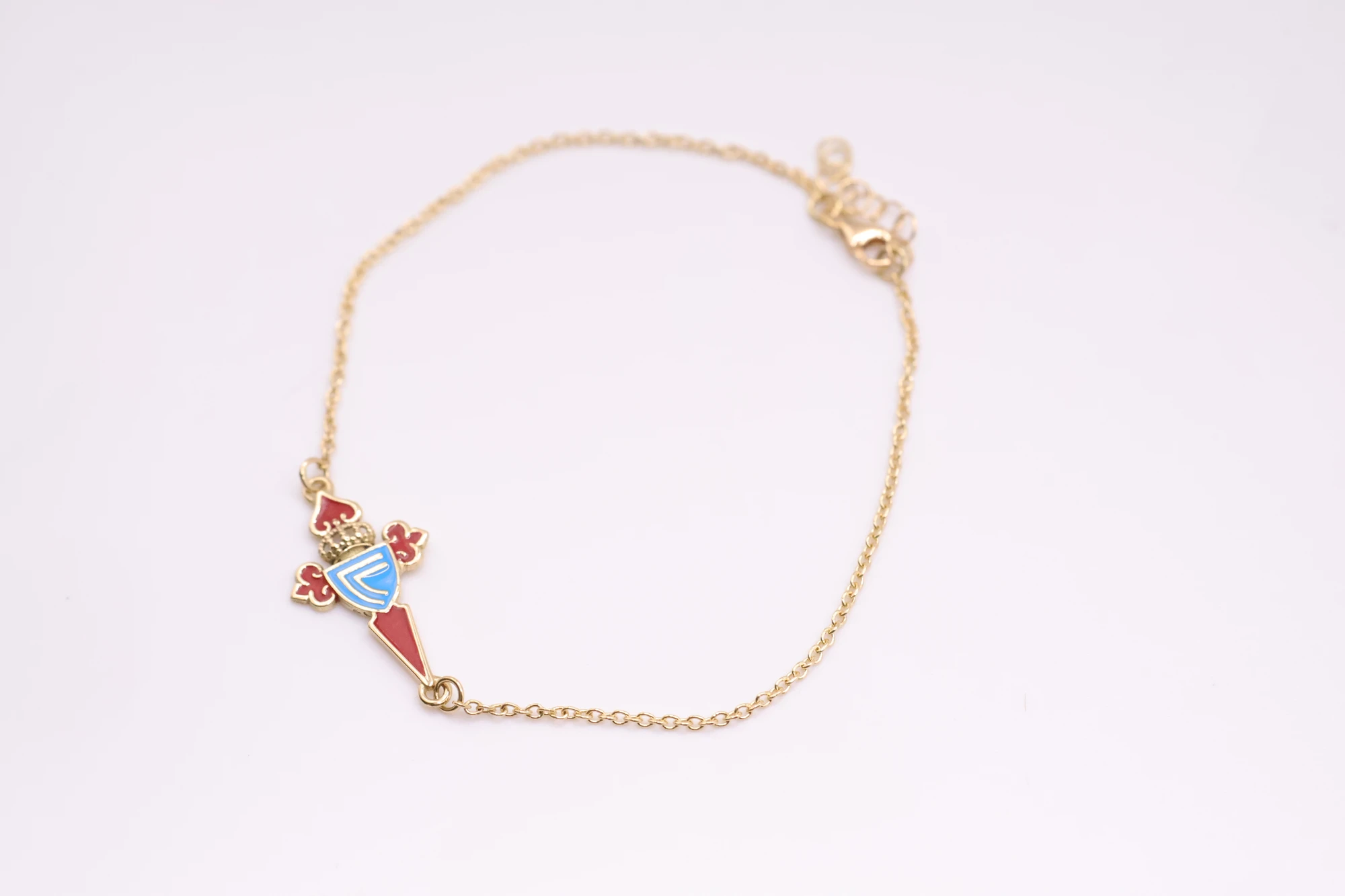 Joyeria Suiza Celta Pulsera Celeste Malla Forzada · Oro amarillo y esmalte