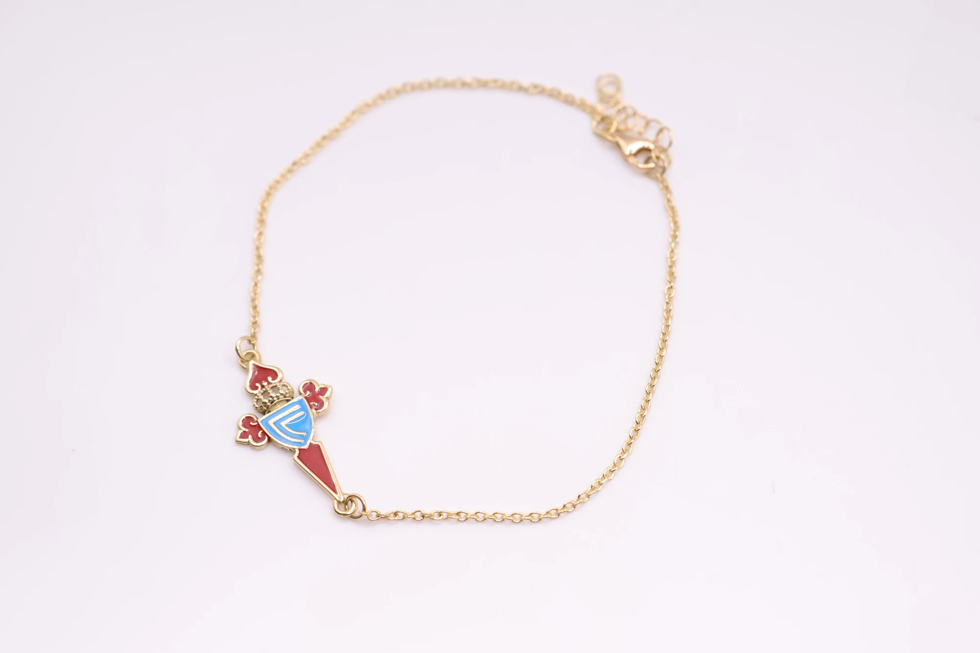 Joyeria Suiza Celta Pulsera Celeste Malla Forzada · Oro amarillo y esmalte