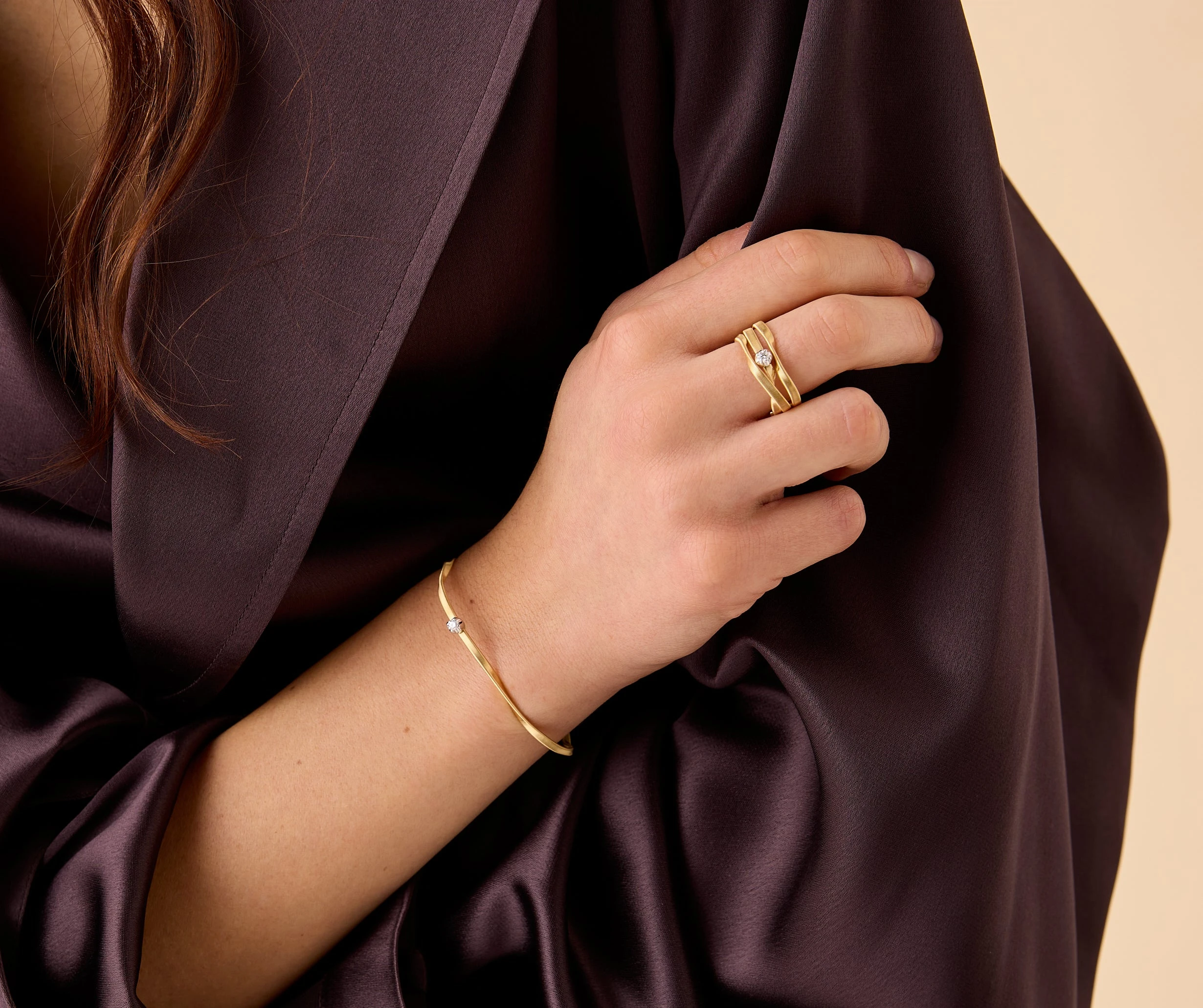 Marco Bicego Marrakech 18kt yellow gold bracelet with single diamond