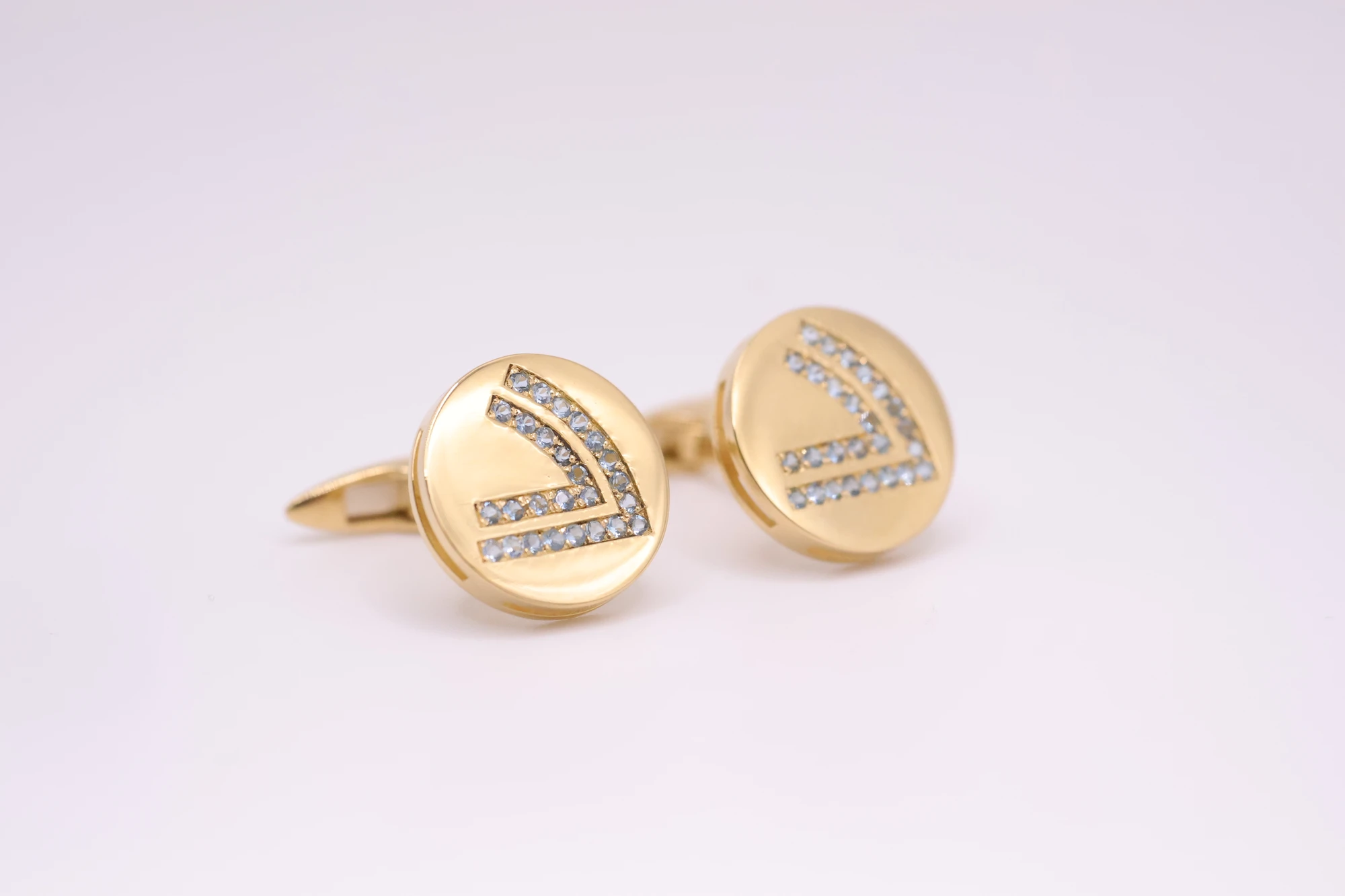 Joyeria Suiza Celta Gemelos Afouteza · Oro amarillo y aguamarinas