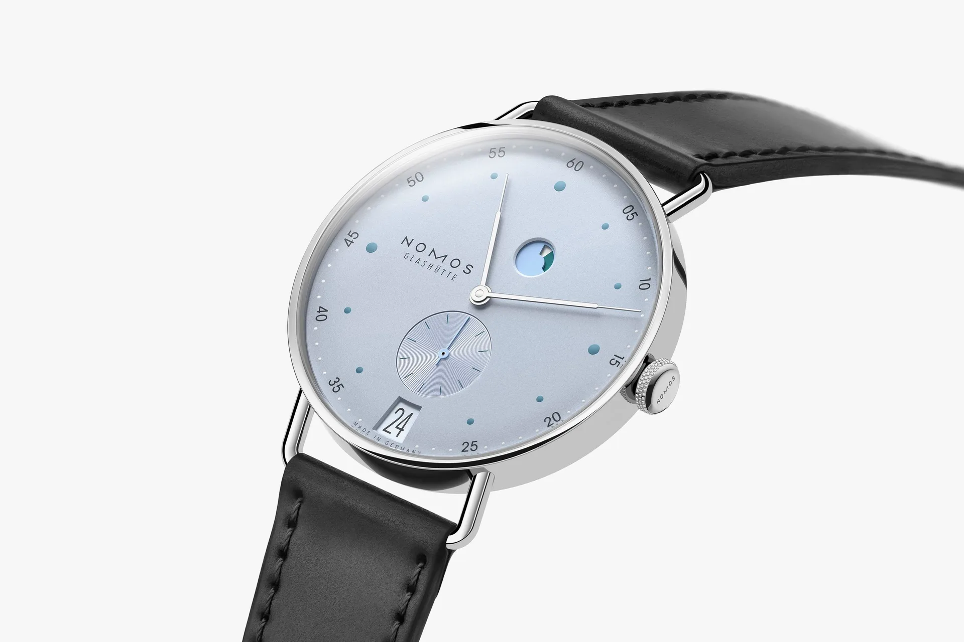 Nomos Metro Date Power Reserve Ice Blue 37mm