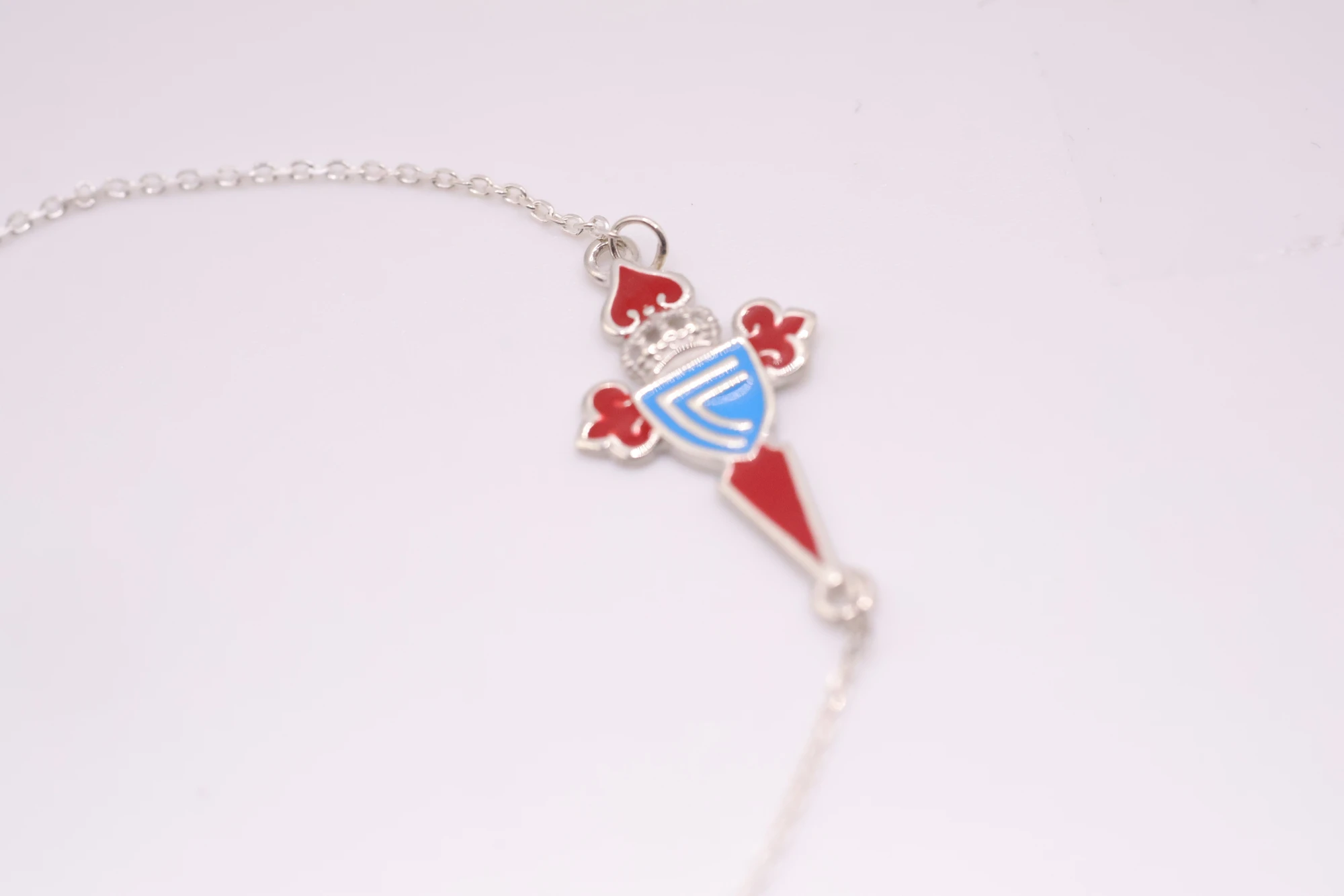 Joyeria Suiza Celta Pulsera Celeste Malla Forzada · Plata de ley y esmalte