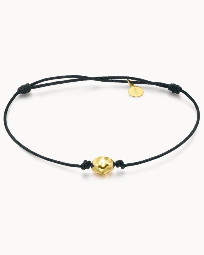 Le Carre Plain Gold Pepita Macramé Black