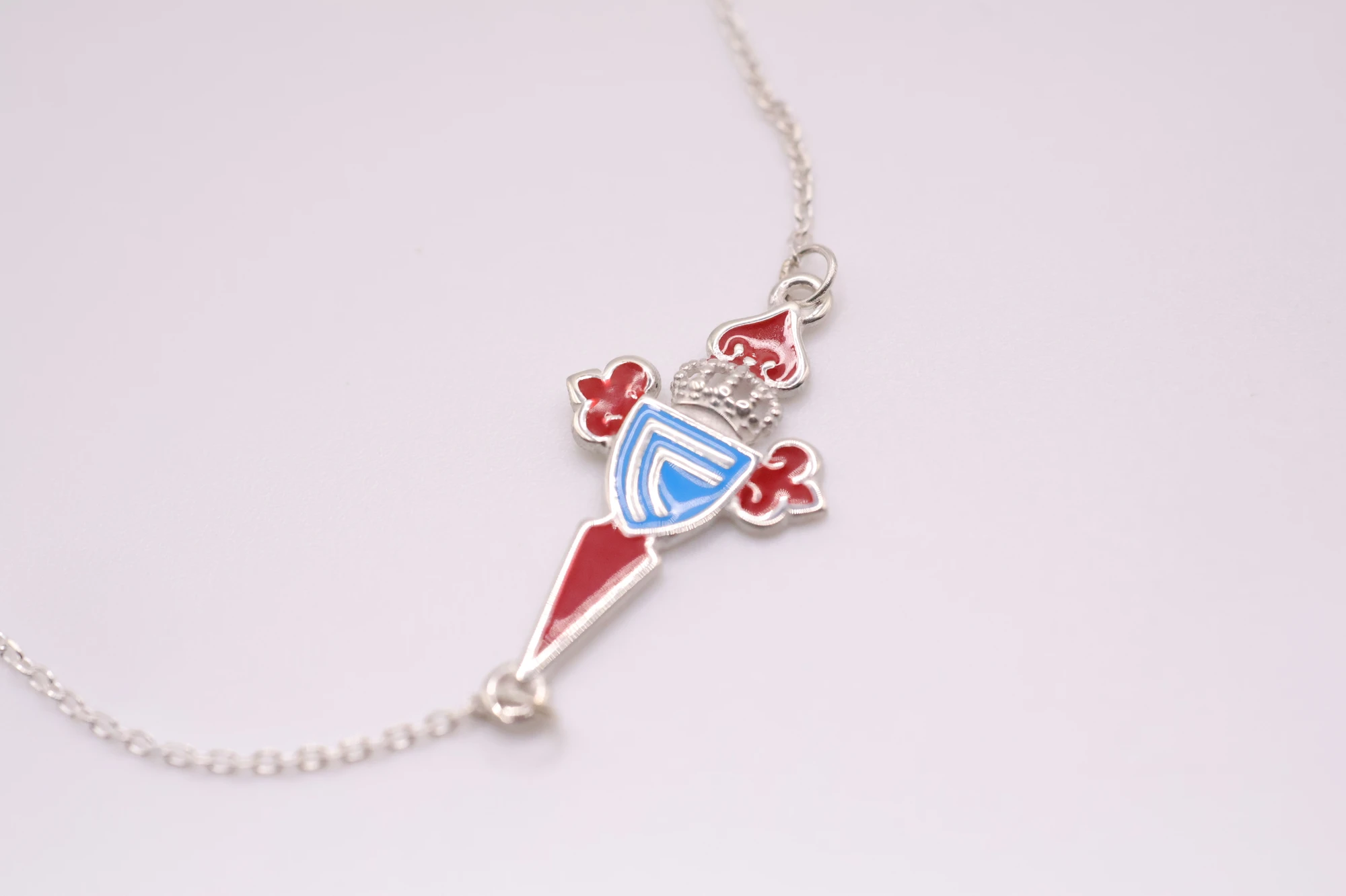 Joyeria Suiza Celta Pulsera Celeste Malla Forzada · Plata de ley y esmalte