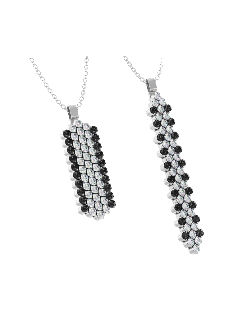 Serafino Consoli Serafino Consoli Brevetto Collection PENDANT MULTI SIZE 5 ROWS FULL 2 POINTS WHITE GOLD WHITE DIAMONDS BLACK DIAMONDS REVERSE