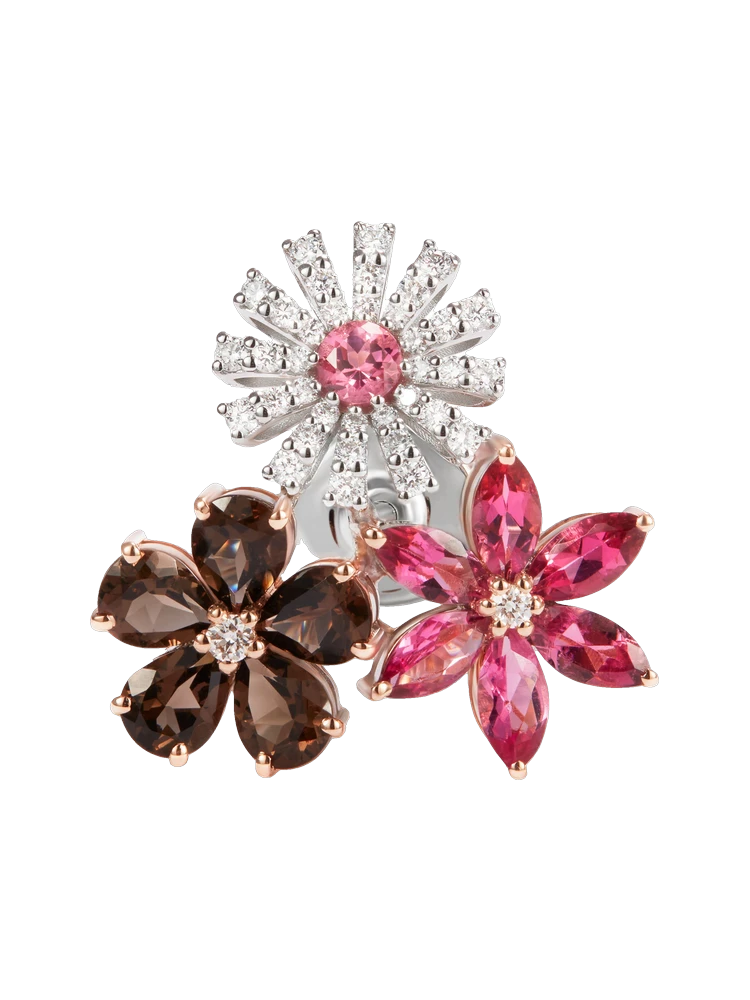 Damiani Margherita Bloom White pink tourmalines, smoky quartz