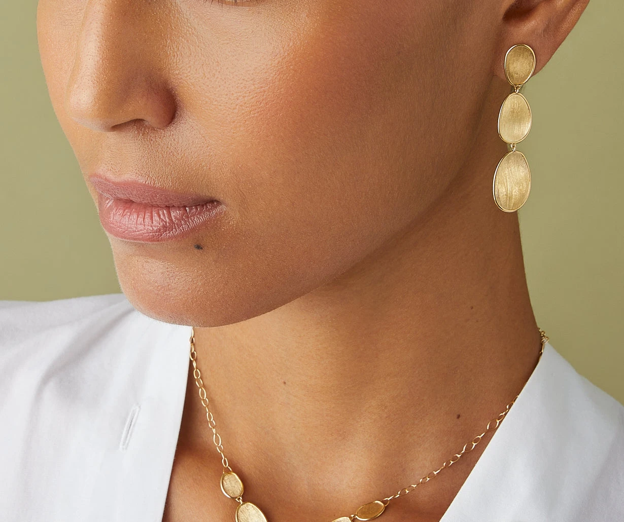 Marco Bicego Lunaria Gold triple earrings