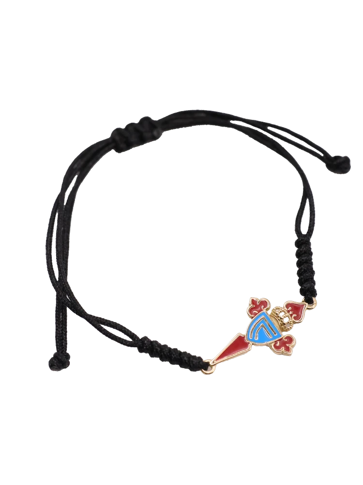 Joyeria Suiza Celta Pulsera Celeste Macramé · Oro amarillo y esmalte